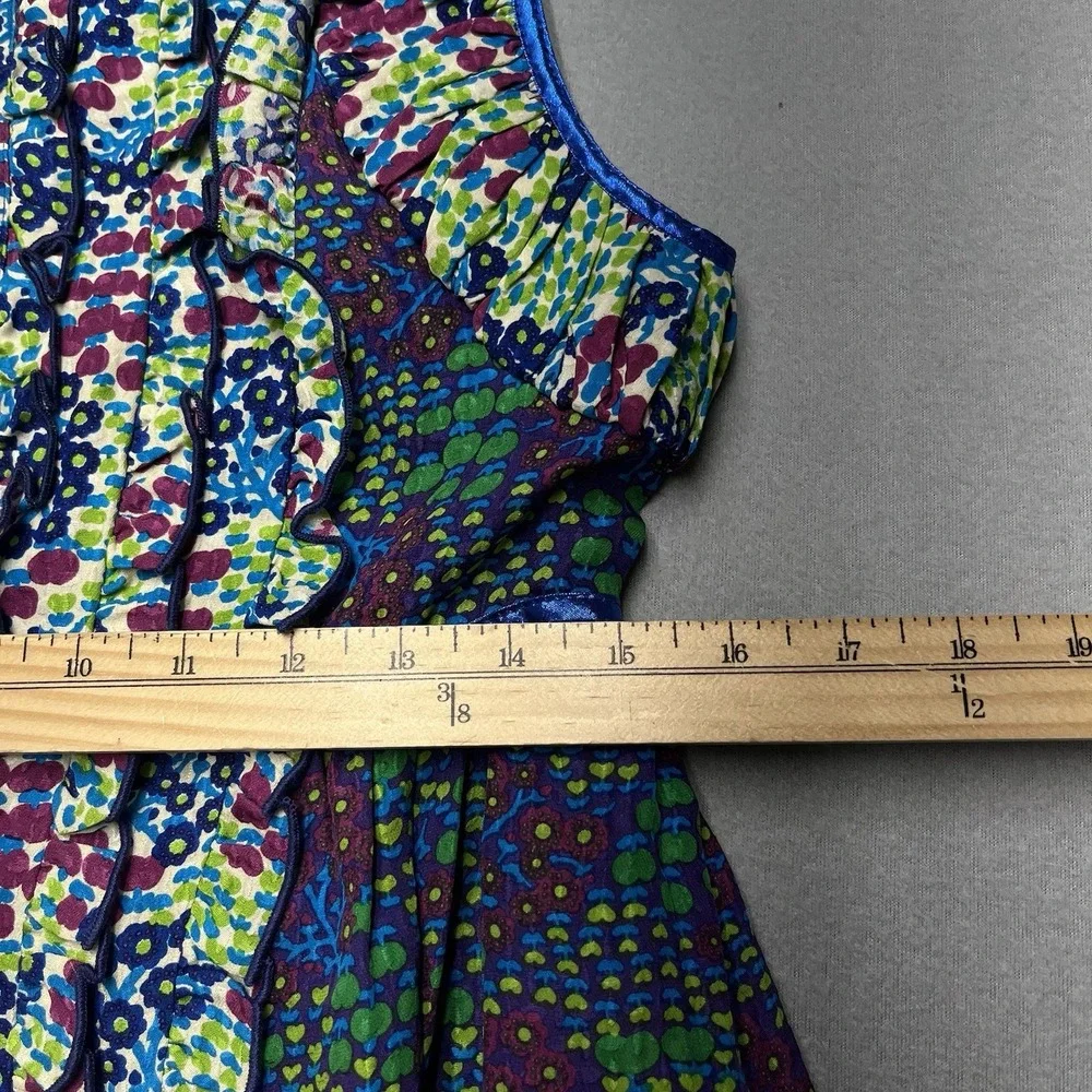 Anna Sui Flowering Fields Lace Mini Dress Kaftan Size‎ 6 Floral Boho Ruffle